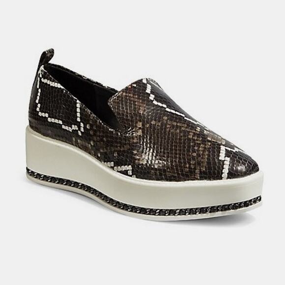 Karl Lagerfeld Loafers Brea Leather Snakeskin Print Platform Womens Sz 7.5 - Picture 1 of 8